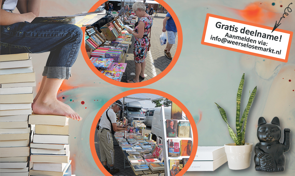 Reguliere zondagsmarkt + Boekenmarkt + Kinderrommelmarkt 14 juli 2024